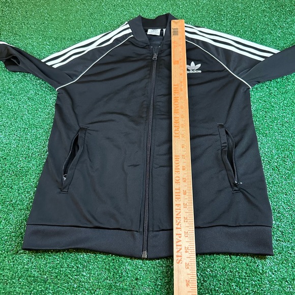 Adidas Track Jacket Full Zip Black White Stripe Activewear Youth Large 13-14Y - Picture 7 of 8